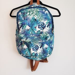 Tropical print canvas backpack